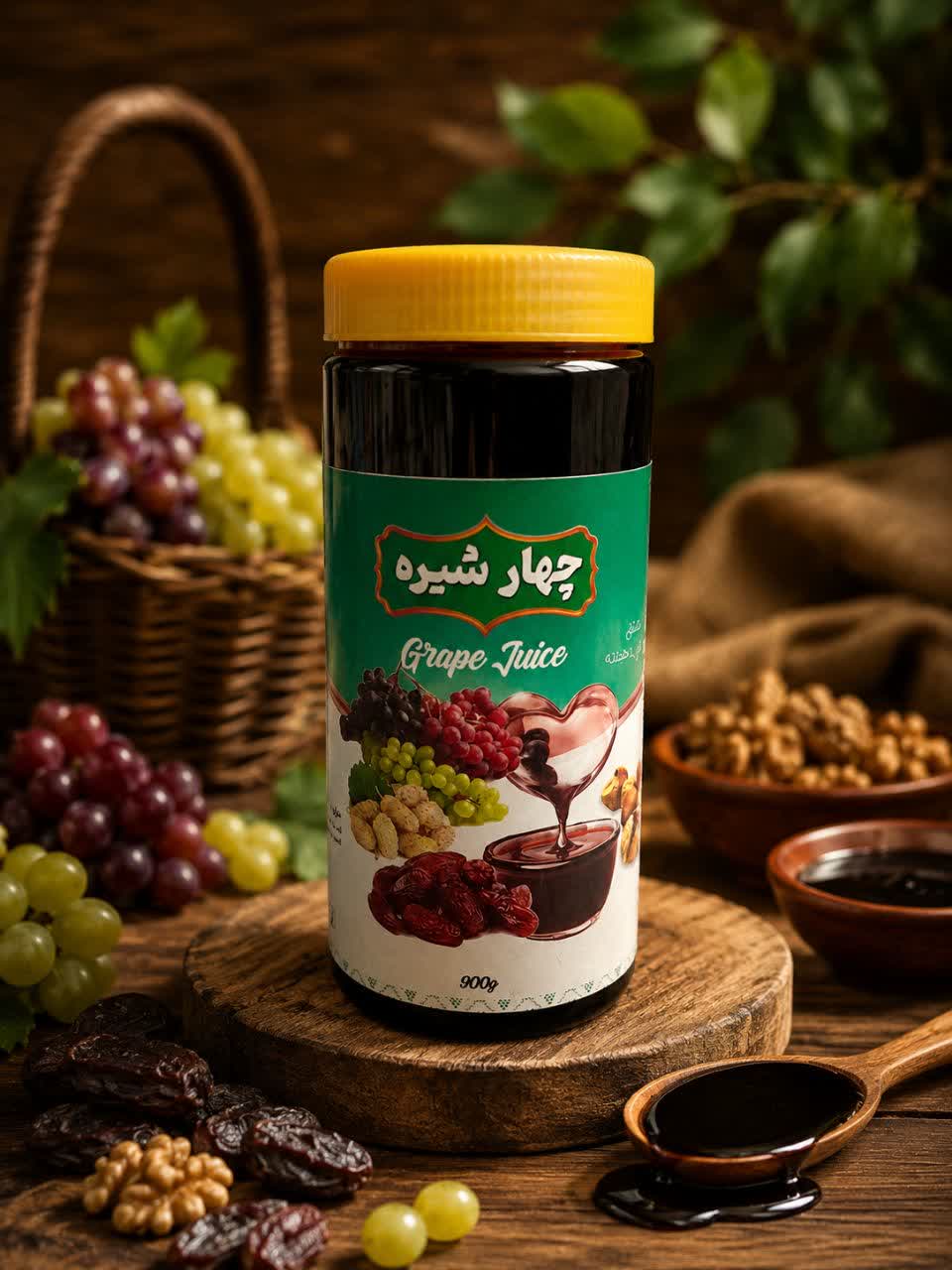 چهارشیره  اصل انگور،توت،خرما،انجیر ۹۰۰گرمی خالص،مقوی و پر انرژی