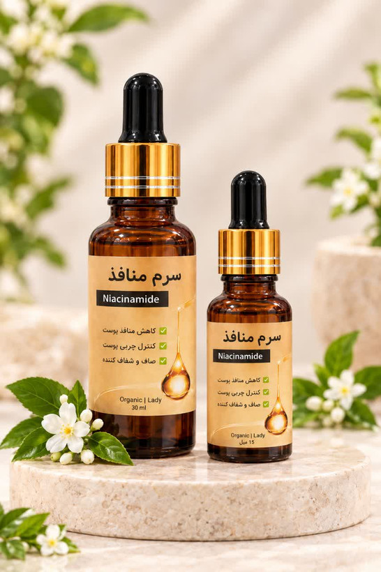سرم منافذ لیدی ارگانیک بدون الکل حاوی خاویار ماهی سیاه تخم حلزون نیاسینامید ۳۰ میل